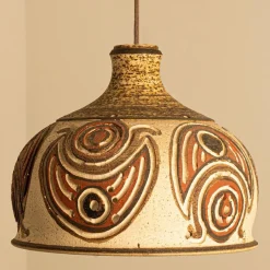 Clearance Pamono Ceramic Pendant Flared Bowl with Pattern, Denmark, 1960s