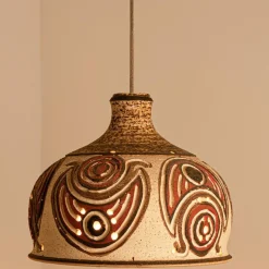 Clearance Pamono Ceramic Pendant Flared Bowl with Pattern, Denmark, 1960s