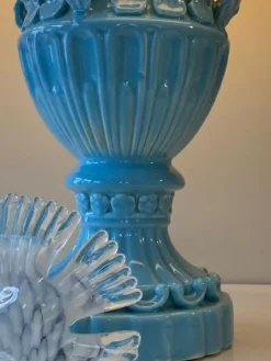 Best Pamono Ceramic Table Lamp in Floral Design by Famous Bondia Manises, 1950s