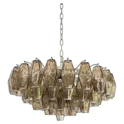 Clearance Pamono Chandelier with Fume Poliedri Murano Glass by Simoeng