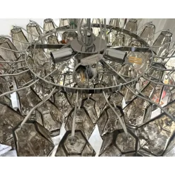 Clearance Pamono Chandelier with Fume Poliedri Murano Glass by Simoeng