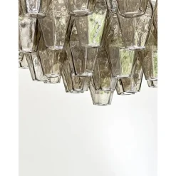 Clearance Pamono Chandelier with Fume Poliedri Murano Glass by Simoeng