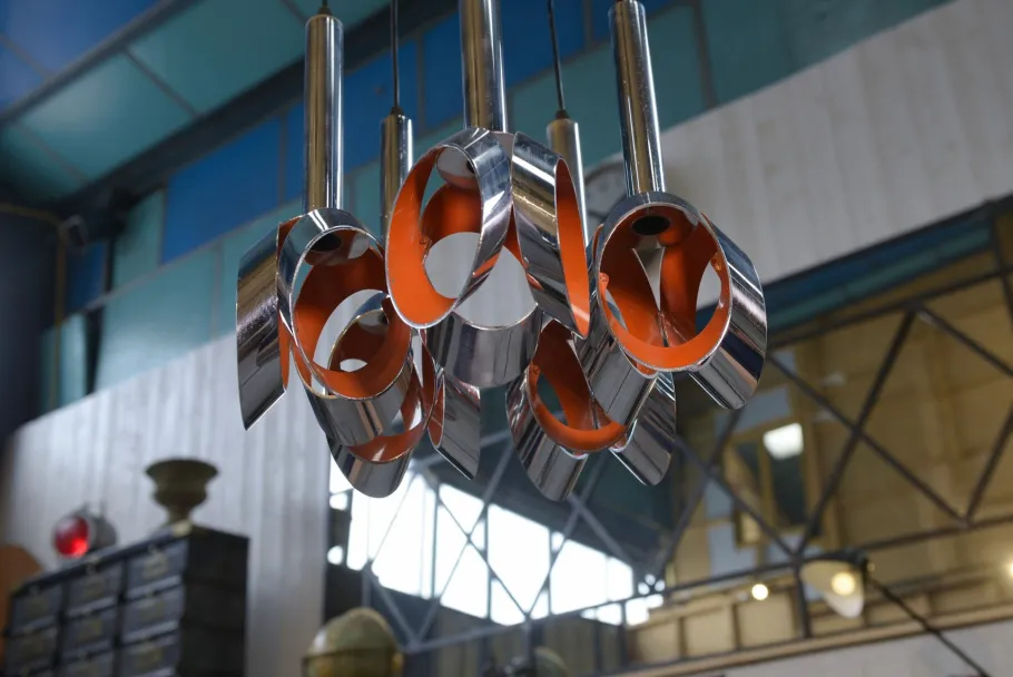 Clearance Pamono Chrome Metal Cascade Pendant Light from Massive Lighting, 1960s