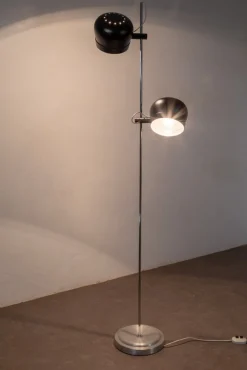 Outlet Pamono Chromed and Enamelled Steel Floor Lamp from Lumi, Italy, 1960s