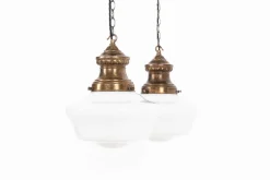 Best Pamono Church Opaline Glass Pendant Lights, Set of 2