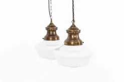 Best Pamono Church Opaline Glass Pendant Lights, Set of 2
