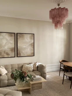 Best Pamono Colorful Murano Chandeliers in Pink Marbled Glass, Set of 2