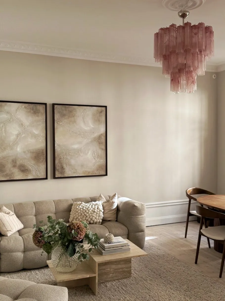 Best Pamono Colorful Murano Chandeliers in Pink Marbled Glass, Set of 2