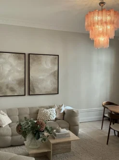 Best Pamono Colorful Murano Chandeliers in Pink Marbled Glass, Set of 2