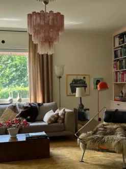 Best Pamono Colorful Murano Chandeliers in Pink Marbled Glass, Set of 2