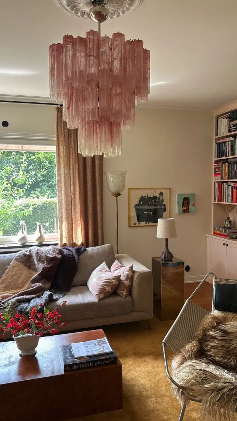 Best Pamono Colorful Murano Chandeliers in Pink Marbled Glass, Set of 2