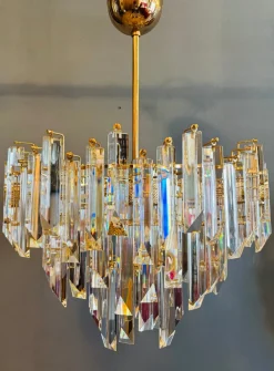 Best Pamono Cristal Triedri Murano Glass Chandelier by Paolo Venini for Venini, 1980s