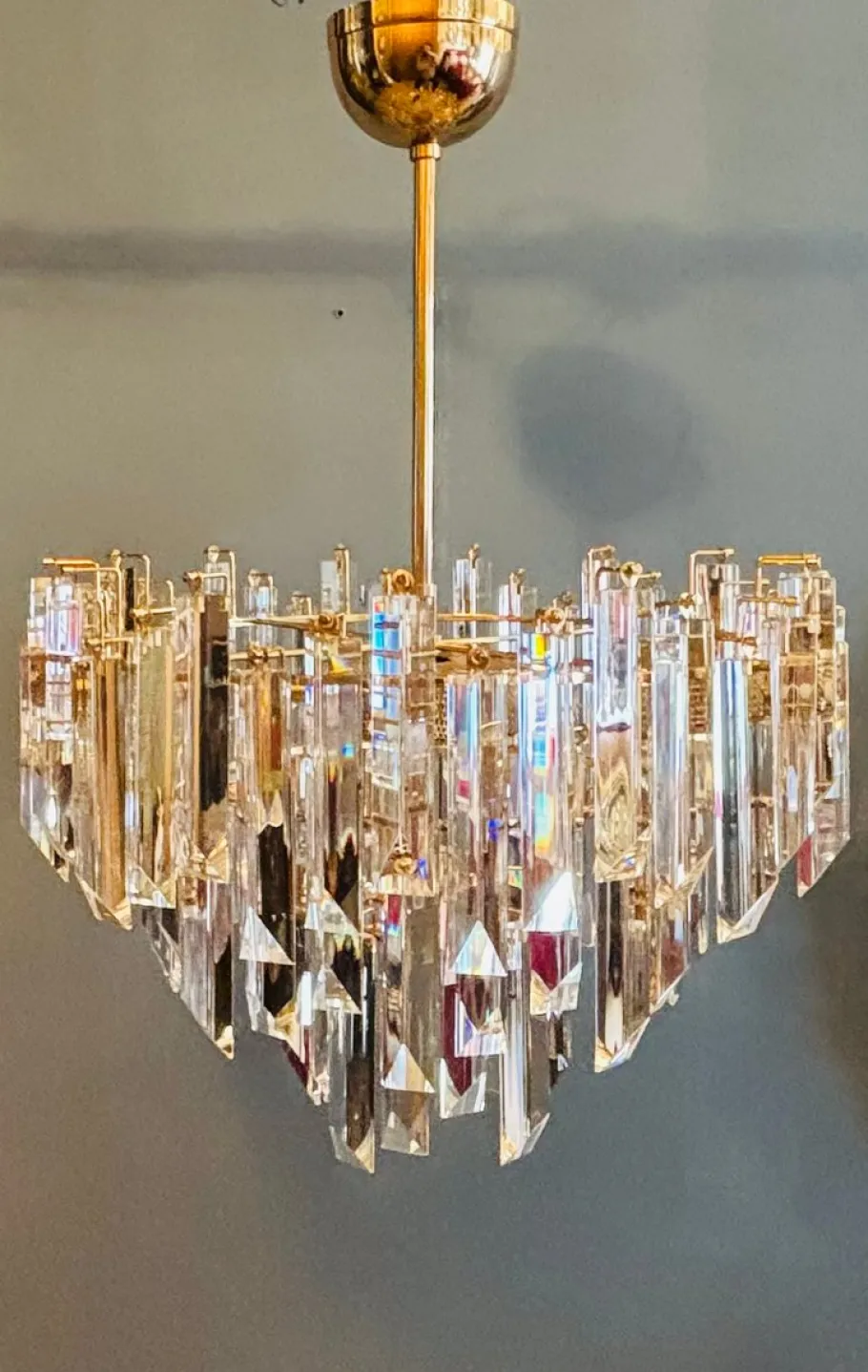 Best Pamono Cristal Triedri Murano Glass Chandelier by Paolo Venini for Venini, 1980s