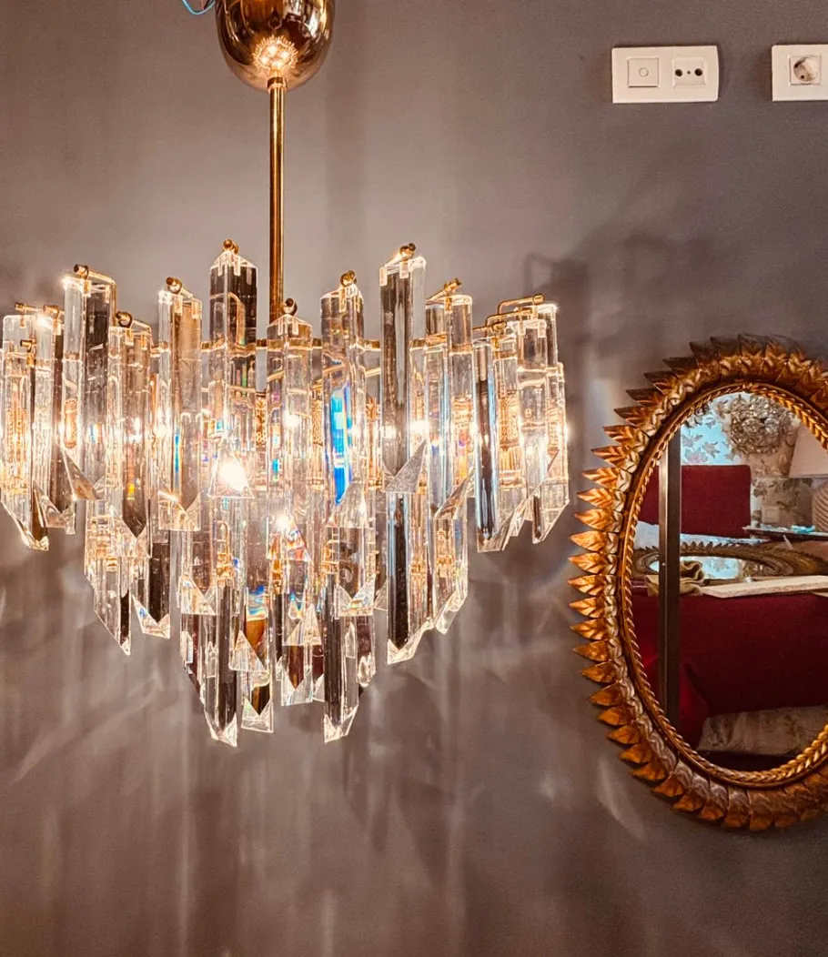 Best Pamono Cristal Triedri Murano Glass Chandelier by Paolo Venini for Venini, 1980s