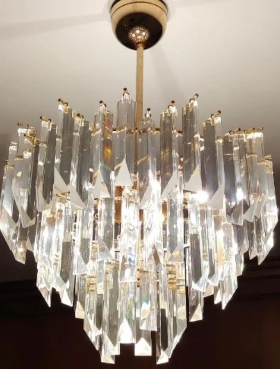 Best Pamono Cristal Triedri Murano Glass Chandelier by Paolo Venini for Venini, 1980s