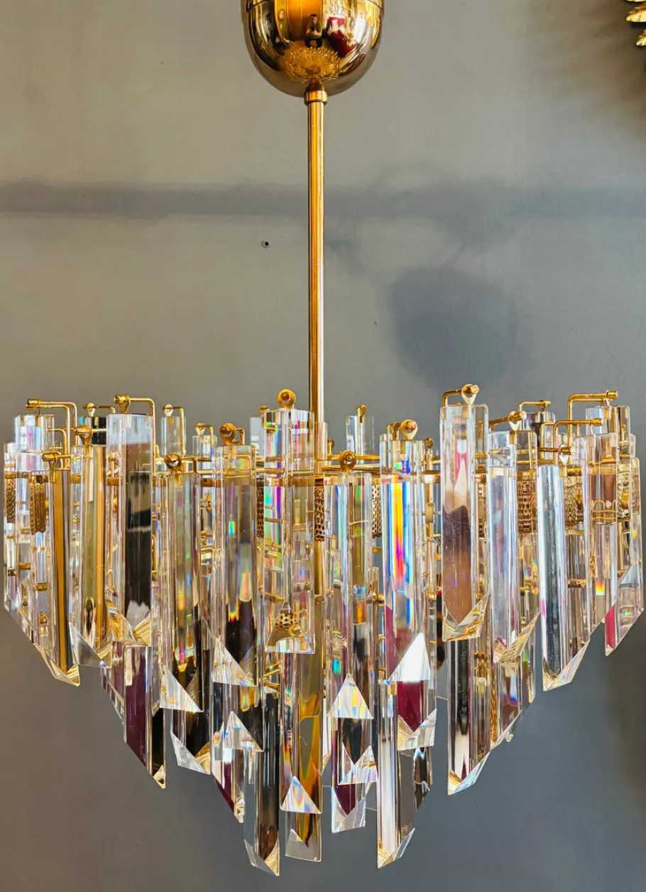 Best Pamono Cristal Triedri Murano Glass Chandelier by Paolo Venini for Venini, 1980s
