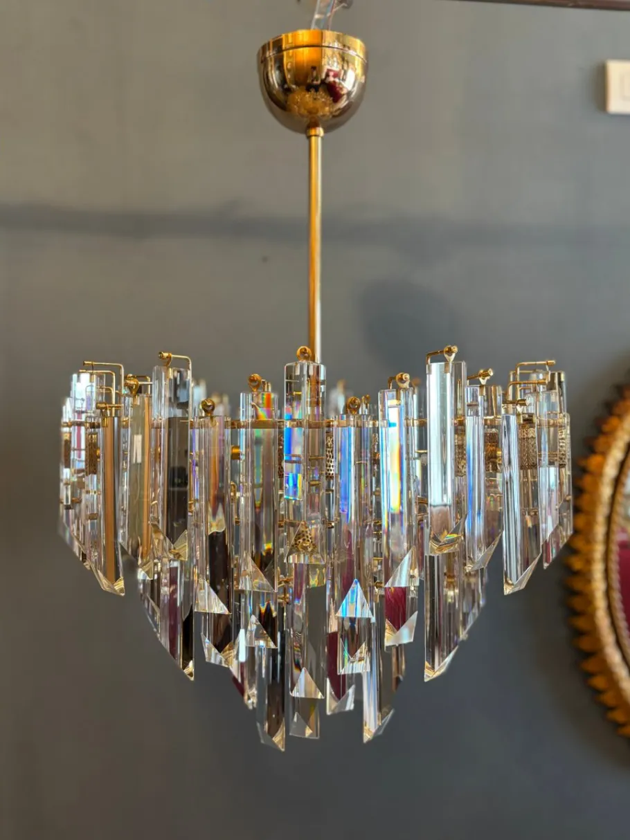 Best Pamono Cristal Triedri Murano Glass Chandelier by Paolo Venini for Venini, 1980s