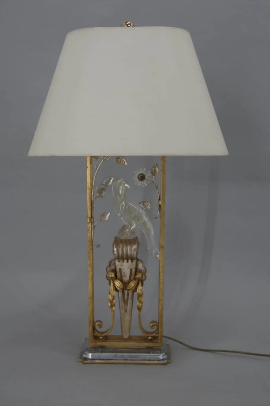 Clearance Pamono Crystal Parrot Table Lamp attributed to Maison Bagues, 1970s
