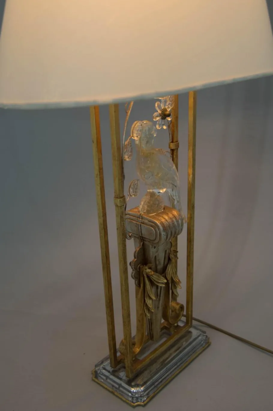 Clearance Pamono Crystal Parrot Table Lamp attributed to Maison Bagues, 1970s