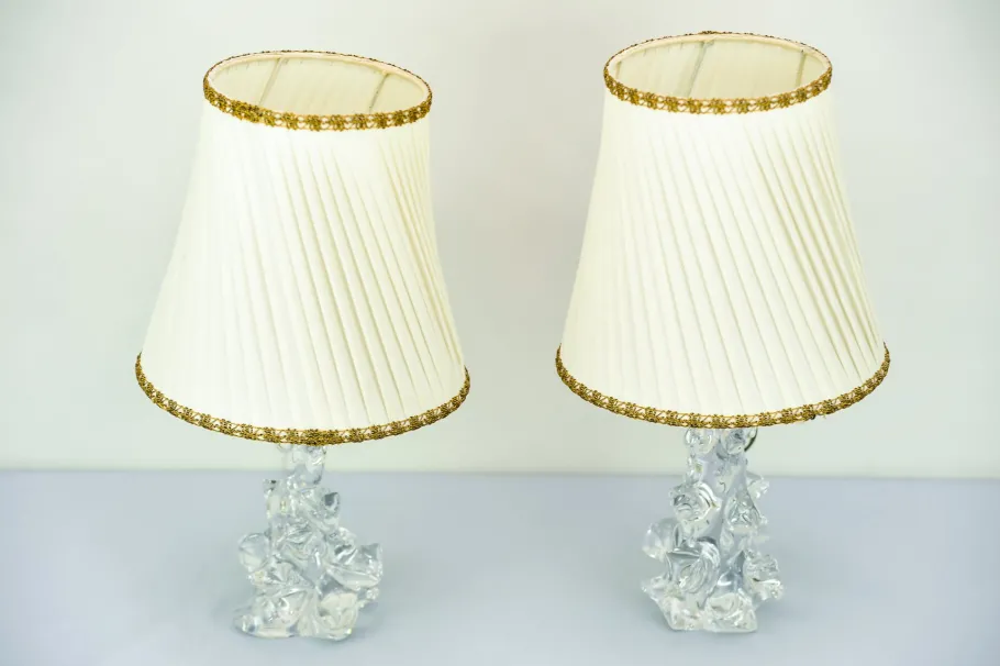 Clearance Pamono Crystal Table Lamps by Charles Schneider, 1960s, Set of 2