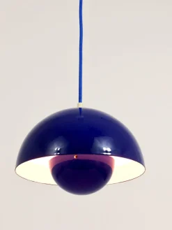 Clearance Pamono Danish Blue Enameled Flowerpot Pendant Lamp by Verner Panton for Louis Poulsen, 1969