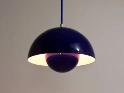 Clearance Pamono Danish Blue Enameled Flowerpot Pendant Lamp by Verner Panton for Louis Poulsen, 1969