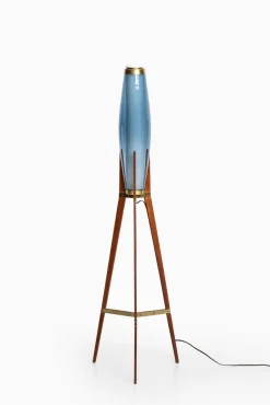 Online Pamono Danish Brass and Opaline Glass Floor Lamp by Svend Aage Holm Sørensen, 1950s