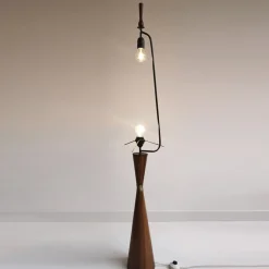 Online Pamono Danish Diabolo Floor Lamp with Upholstered Lampshade, 1960s