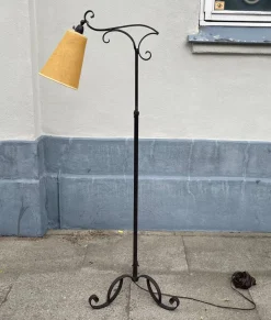 Outlet Pamono Danish Functionalist Adjustable Floor Lamp in Wrought Iron, 1940s