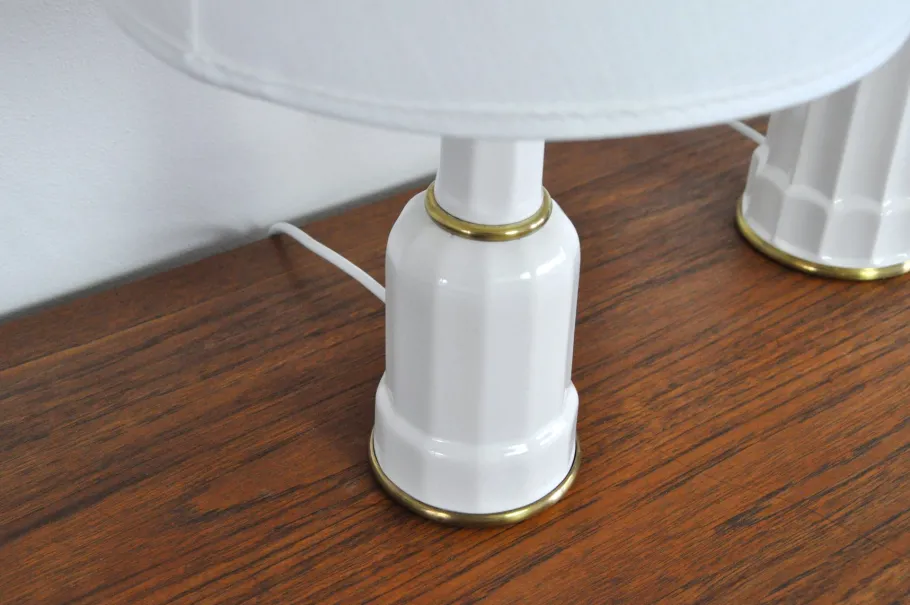 Best Pamono Danish Heiberg Table Lamps in Porcelain from Søholm, 1940s, Set of 2