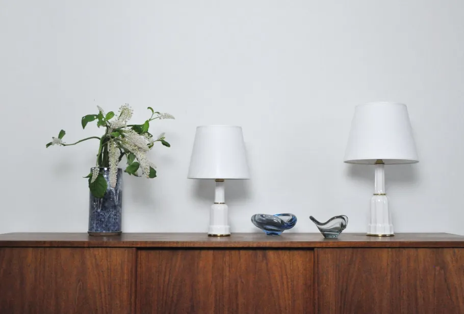 Best Pamono Danish Heiberg Table Lamps in Porcelain from Søholm, 1940s, Set of 2