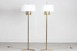New Pamono Danish Modern Floor Lamps in Brass by Svend Aage Holm Sørensen for Fog & Mørup, 1960s, Set of 2