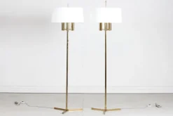 New Pamono Danish Modern Floor Lamps in Brass by Svend Aage Holm Sørensen for Fog & Mørup, 1960s, Set of 2