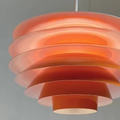 Best Pamono Danish Modern Orange Lacquered Hanging Light by Sven Middelboe for Nordisk Solar, 1980s