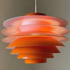 Best Pamono Danish Modern Orange Lacquered Hanging Light by Sven Middelboe for Nordisk Solar, 1980s