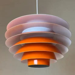 Best Pamono Danish Modern Orange Lacquered Hanging Light by Sven Middelboe for Nordisk Solar, 1980s