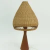 Clearance Pamono Danish Modern Table Lamp in Teak and Rattan, 1960s