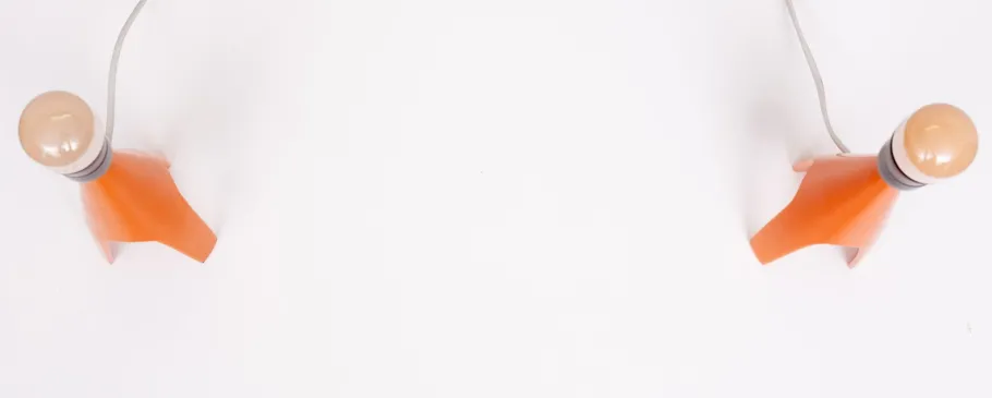 Clearance Pamono Danish Orange Enamel Table Lamps by Voss Belysning, 1950s, Set of 2