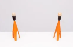 Clearance Pamono Danish Orange Enamel Table Lamps by Voss Belysning, 1950s, Set of 2