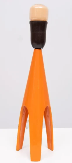 Clearance Pamono Danish Orange Enamel Table Lamps by Voss Belysning, 1950s, Set of 2