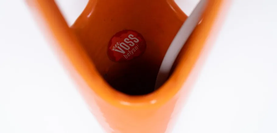 Clearance Pamono Danish Orange Enamel Table Lamps by Voss Belysning, 1950s, Set of 2