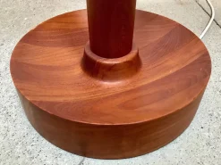 Pamono Danish Solid Teak Wood Floor Lamp with Wild Silk Lampshade, 1960s