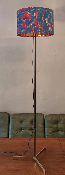 Discount Pamono Danish Teak Adjustable Floor Lamp with Brass Tripod Base, 1960s