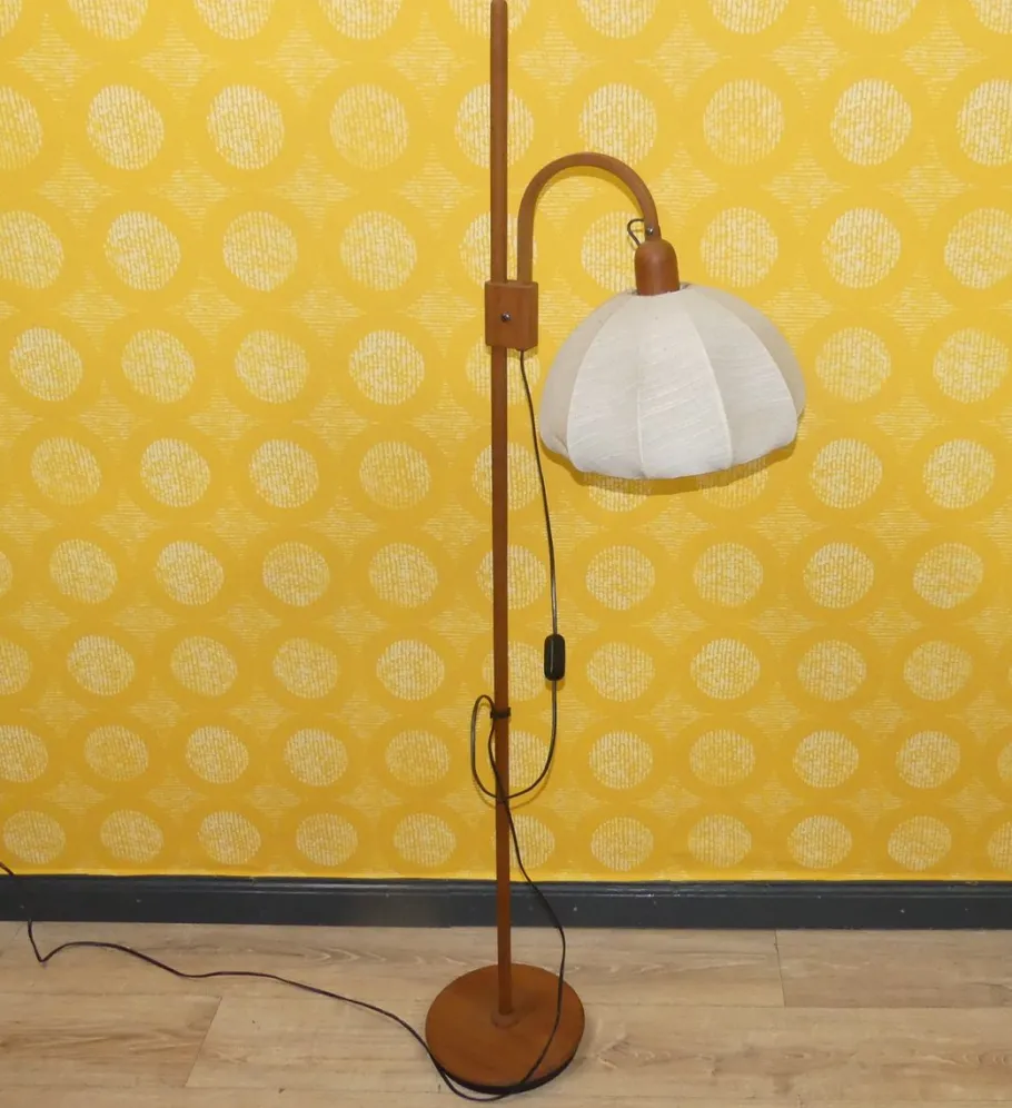 Sale Pamono Danish Teak Arc Lamp Floor Lamp from Domus, 1970s