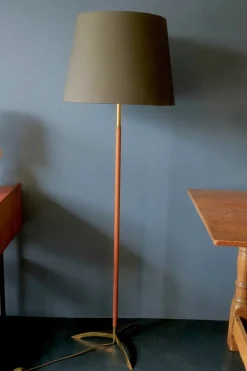 Discount Pamono Danish Teak Floor Lamp with Brass Tripod Foot, 1960s