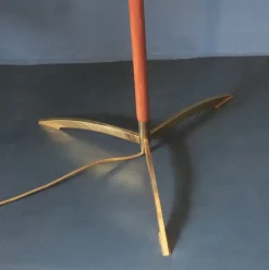 Discount Pamono Danish Teak Floor Lamp with Brass Tripod Foot, 1960s