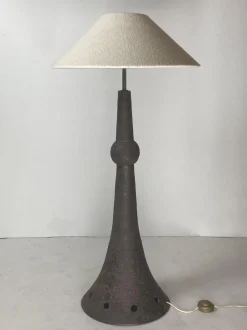 Clearance Pamono Dutch Brutalist Wabi Sabi Bouclé & Ceramic Floor Lamp, 1960s