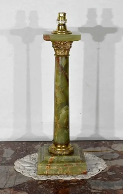 Best Pamono Early 20th Century Empire Column Lamp in Green Onyx