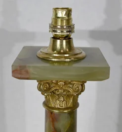 Best Pamono Early 20th Century Empire Column Lamp in Green Onyx