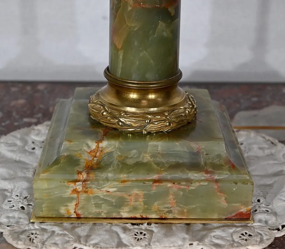 Best Pamono Early 20th Century Empire Column Lamp in Green Onyx